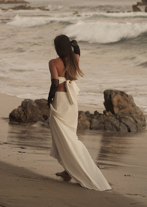 bride wears bridal separates custom designed by best wedding designers